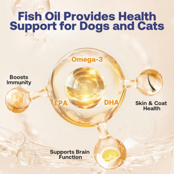 Wild Alaskan Salmon Oil for Dogs & Cats, Fish Oil Omega 3 Supplements with EPA & DHA for Skin & Coat, Immune, Brain, Joint and Heart Health, Dog & Cat Fish Oil Supplements with Pump- 8 oz