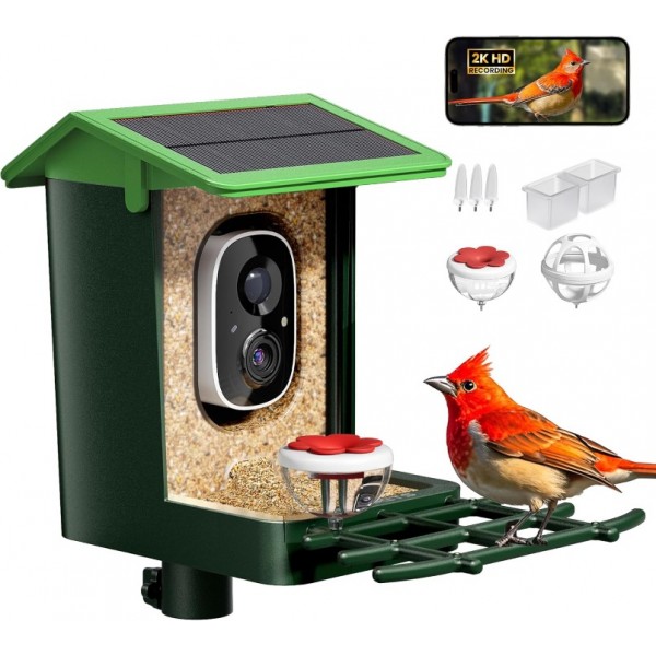 HEAPETS Bird Feeder with Camera Solar Powered 2K H...